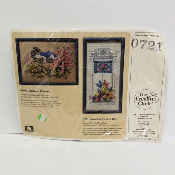 Vintage Needlepoint Stitchery Kit 0721 The Creative Circle Victorian Window Box - Picture 2 of 3